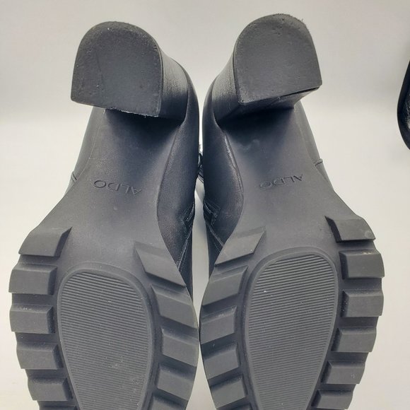 Aldo Tealith Black Leather Heel Ankle Boots size 8.5 - Picture 7 of 12